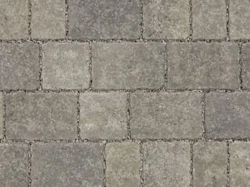 Grey tumbled block paving in mixed sizes